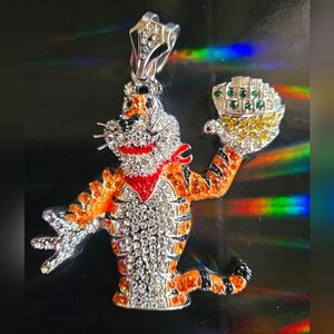 Iced out Tony the Tiger pendant NWT